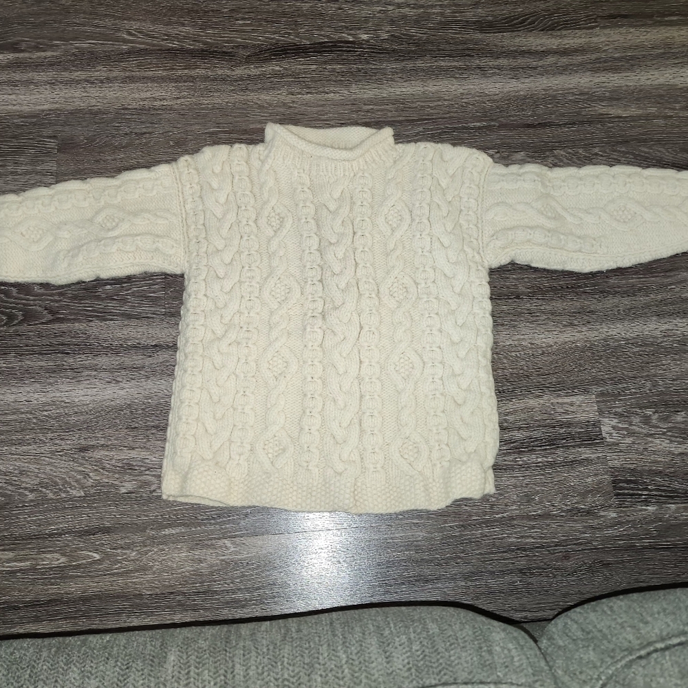 Alpaca Connection Pullover Sweater Handmade Beige tight knit wool Size Small